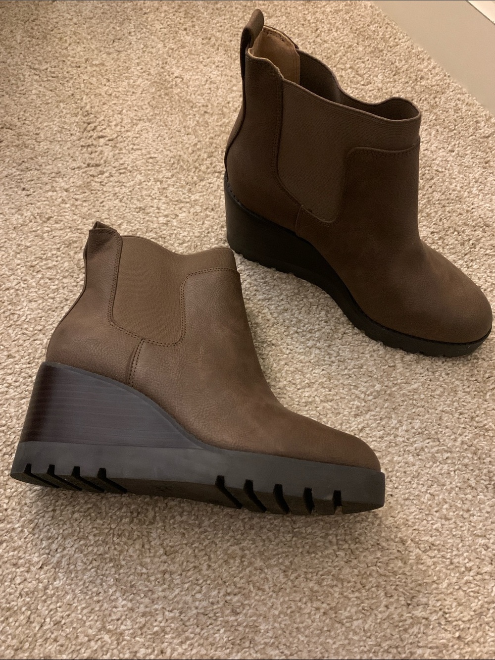 Crown Vintage Chocolate Brown Wedge Ankle Boots